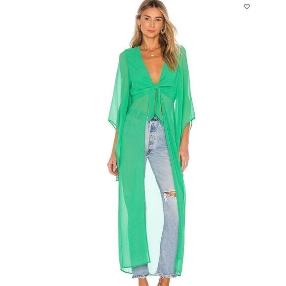 House of Harlow 1960 x REVOLVE Isa Maxi Blouse in Kelly Green Size S - Picture 1 of 4